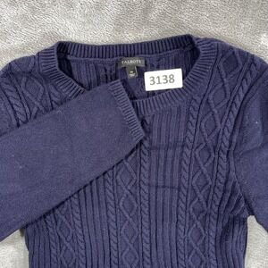 Talbots Peplum Sweater Women Size M Navy Blue Cable Knit Cashmere Blend 3138